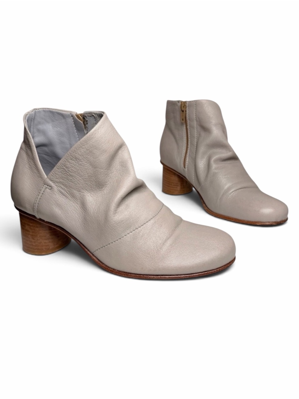 Lilimill Made in Italy Leather Slouch Ankle Boots Gray EU 36 US 6